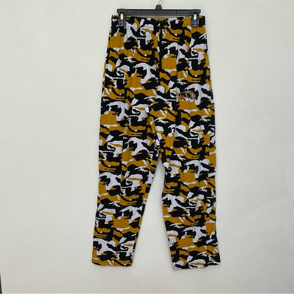 Sideline Apparel Gold, Black, White Camo Print Mizzou Tigers Pajama Pants Size M